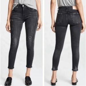 MOUSSY VINTAGE x Barney’s New York Velma Jeans Distressed Tapered Black Size 31